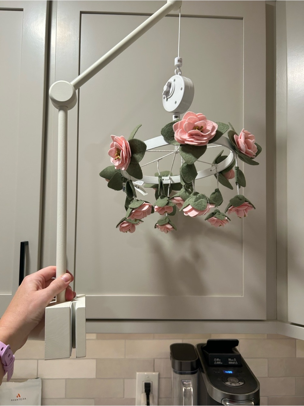 Pottery Barn Kids Pink and Green Floral Baby Mobile